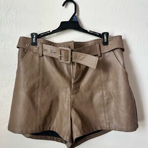 Gilli Tan High Waist Leather Shorts